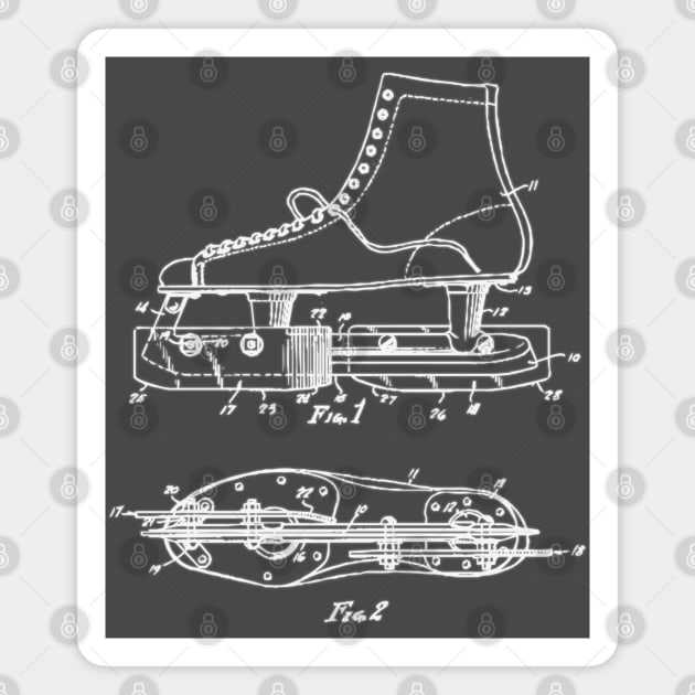 Ice Skate Patent - Technical Blueprint Magnet by TuncGK